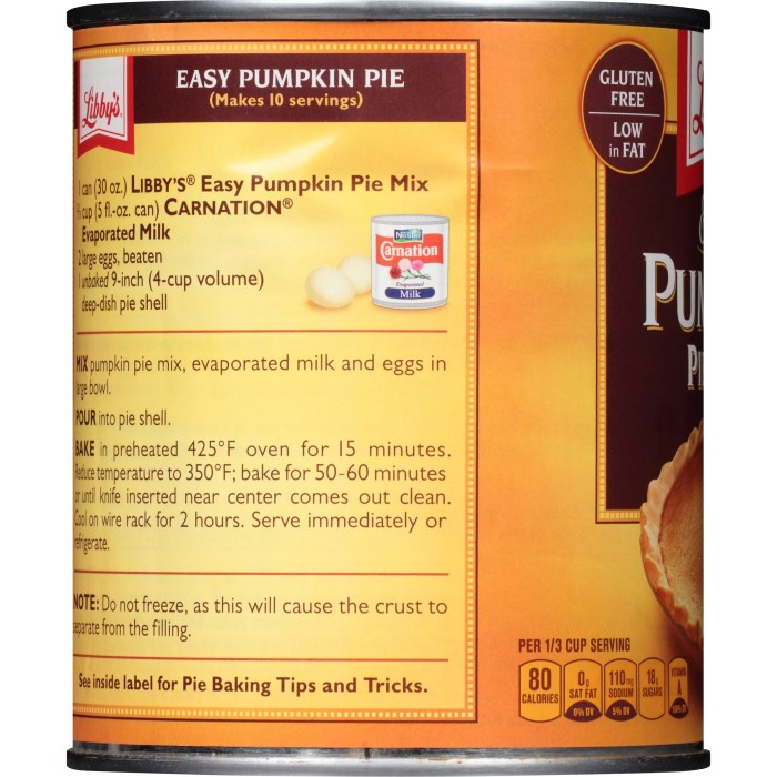 Libby pumpkin pie recipe nutrition facts