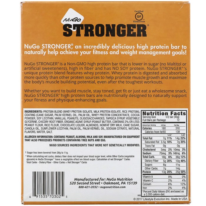 Nugo protein bars nutrition facts