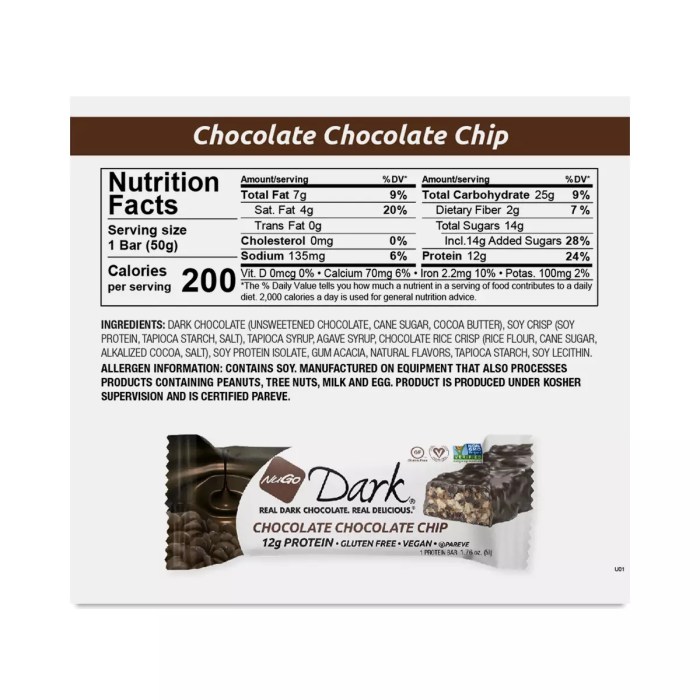 Nugo protein bars nutrition facts